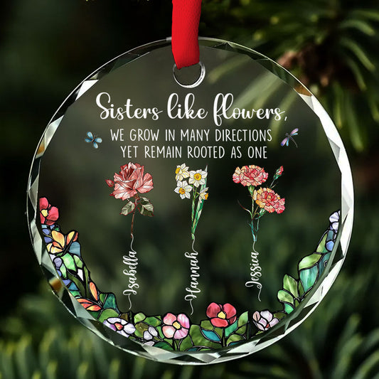 Sisters Bloom From Same Root - Personalized Custom Glass Ornament
