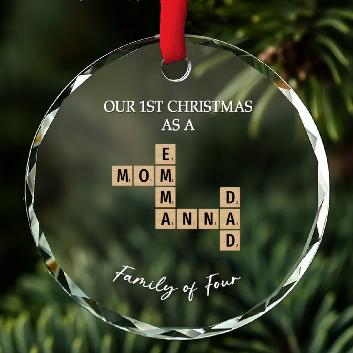 Crossword Art Created In A Moment - Personalized Custom Glass Ornament