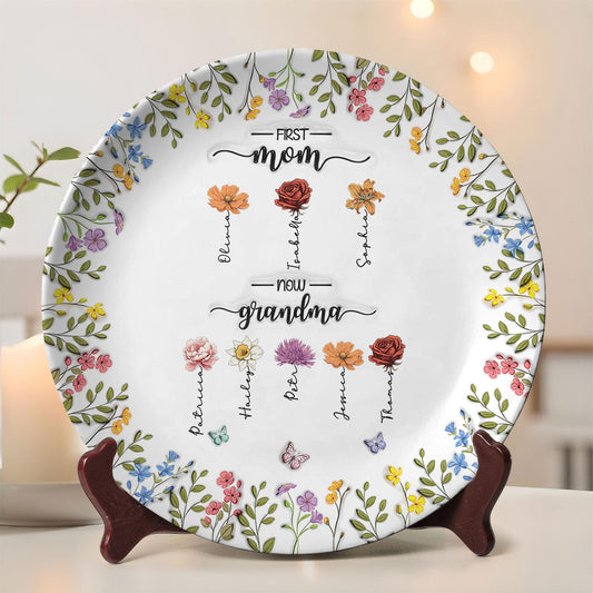 First Mom Now Grandma - Personalized Custom 3D Inflated Effect Plate