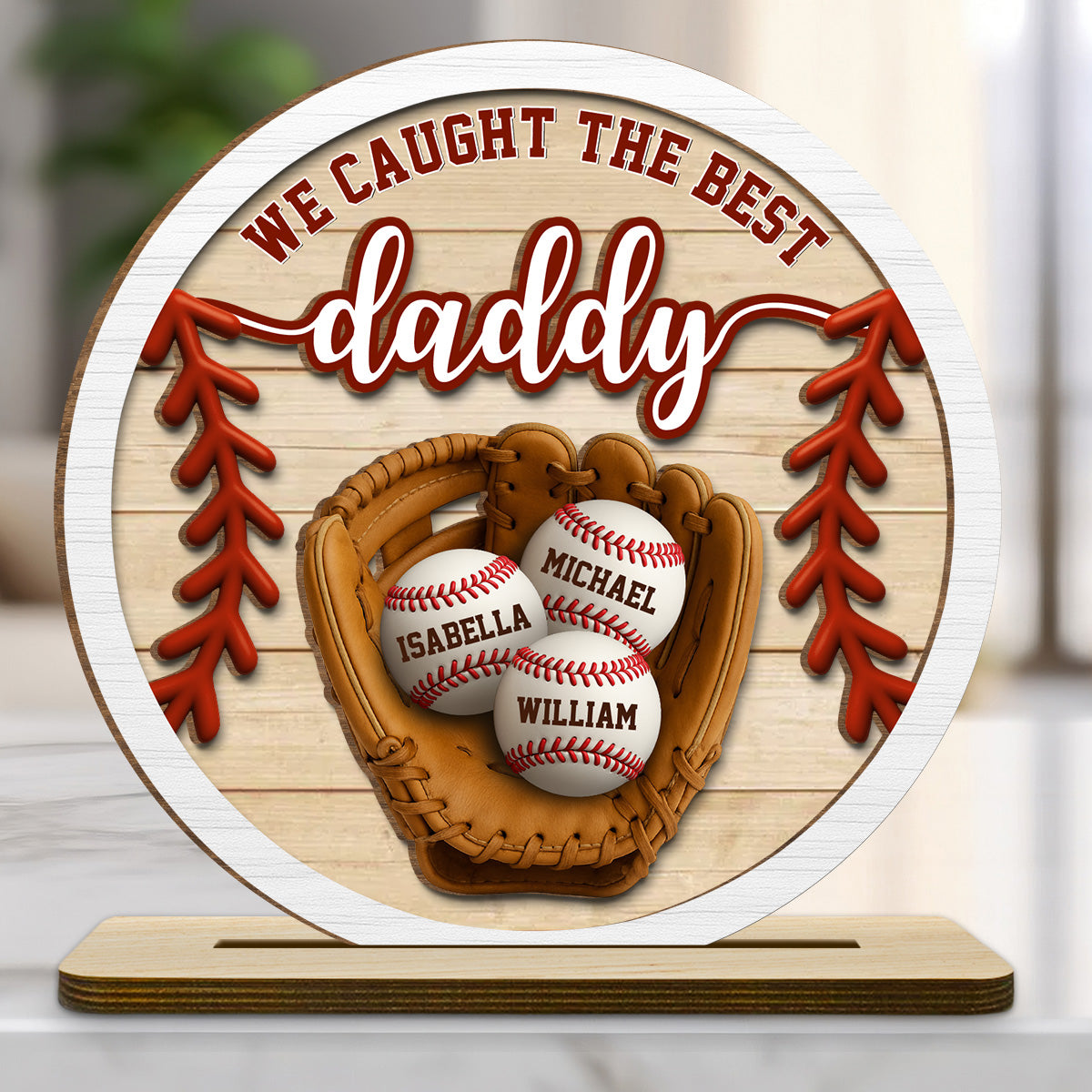 Daddy Team - Personalized Custom 2-Layer Wood Plaque With Flat