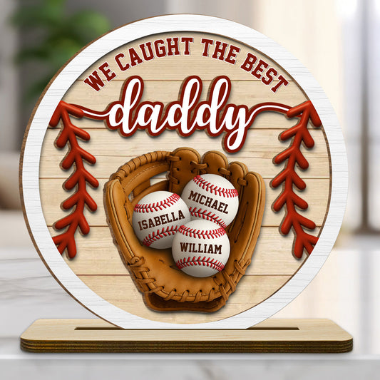 Daddy Team - Personalized Custom 2-Layer Wood Plaque With Flat