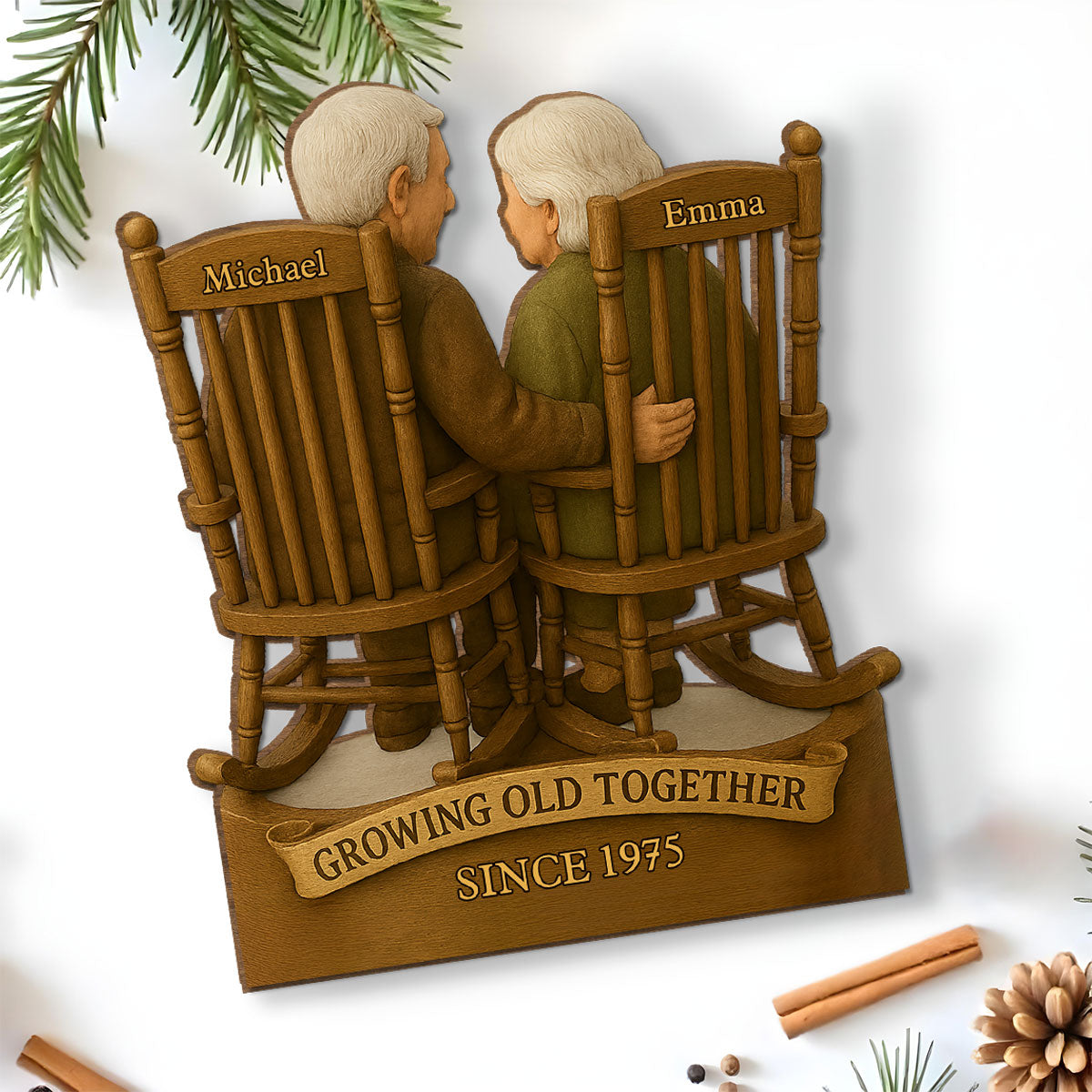 Love That Grows With Time - Personalized Custom 2-Layer Wood Plaque With Flat Base