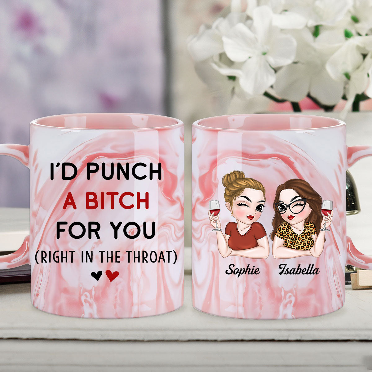 My Besties - Personalized Custom Pink Marble Mug