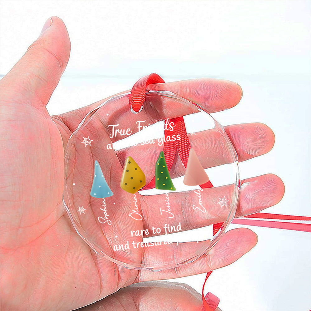 True Friend Are Like Sea Glass - Personalized Custom Glass Ornament