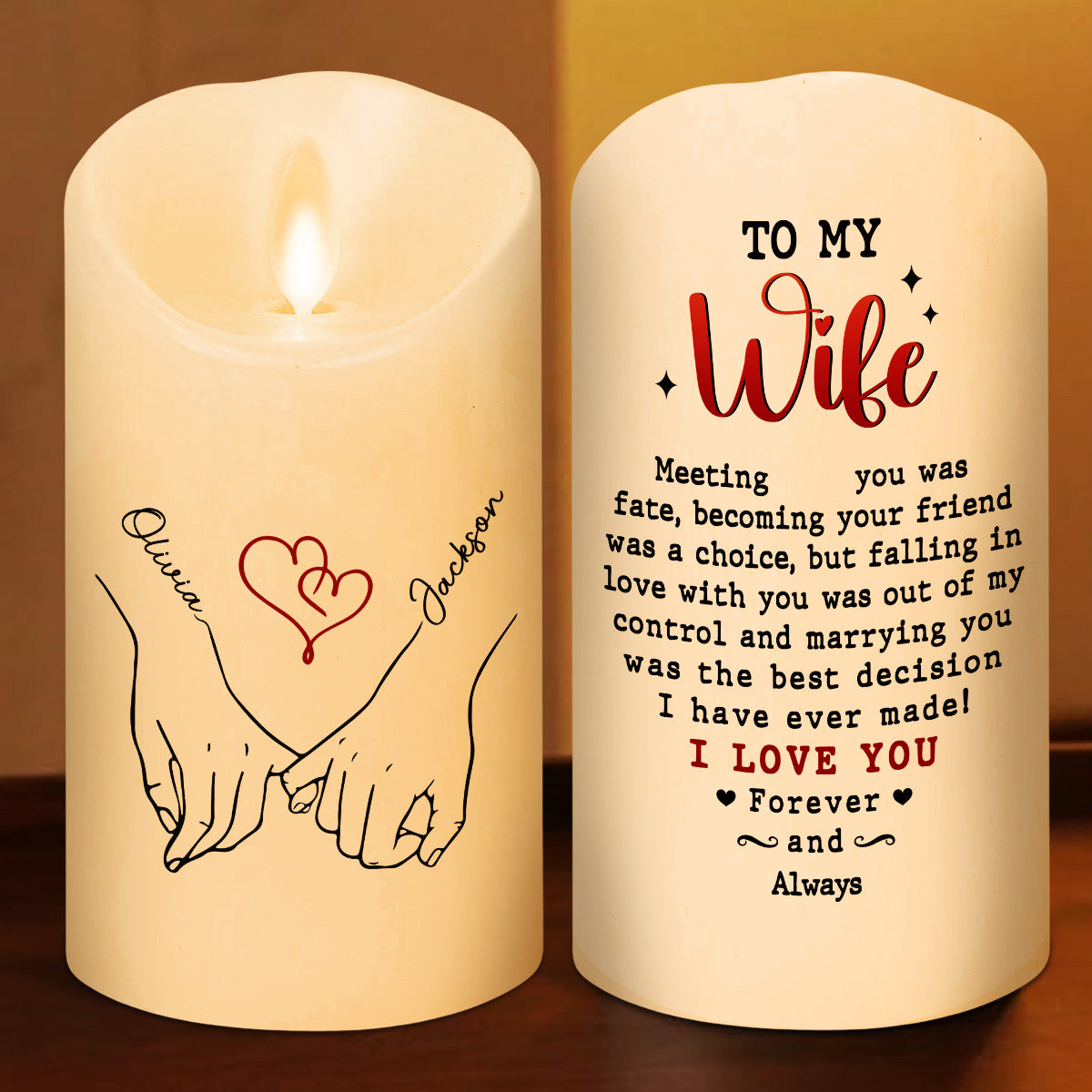 To My Wife I Love You Forever And Always - Personalized Custom LED Candle