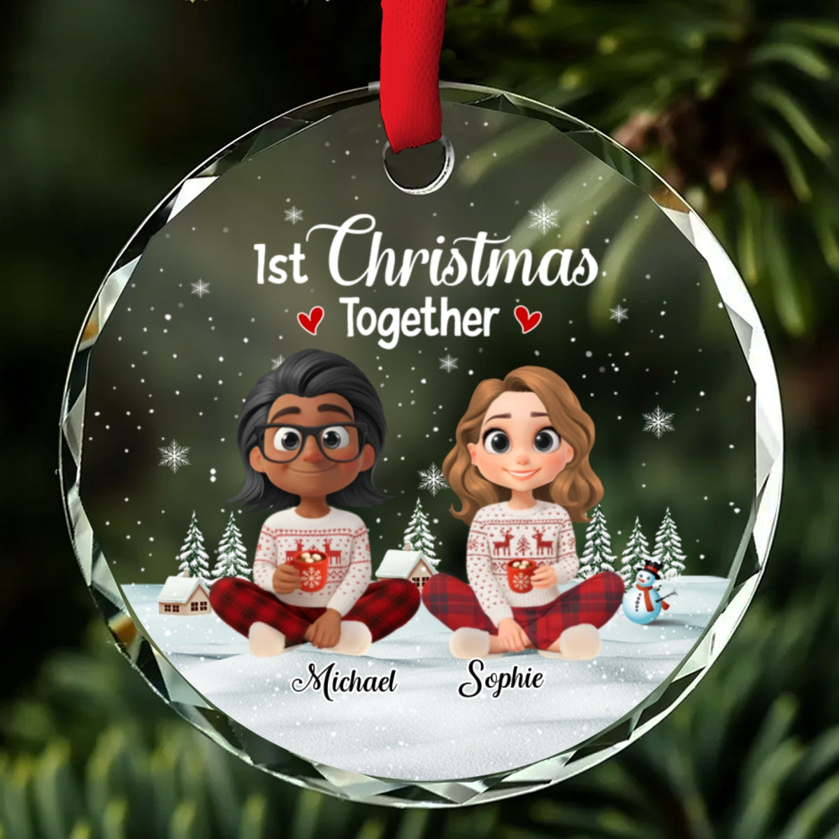 First Year Together - Personalized Custom Glass Ornament