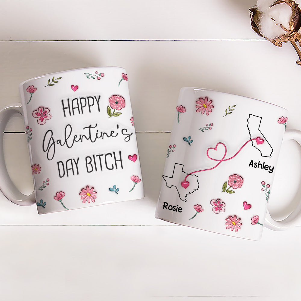 Galentine Club Knows No Distance - Personalized Custom 3D Inflated Effect Mug