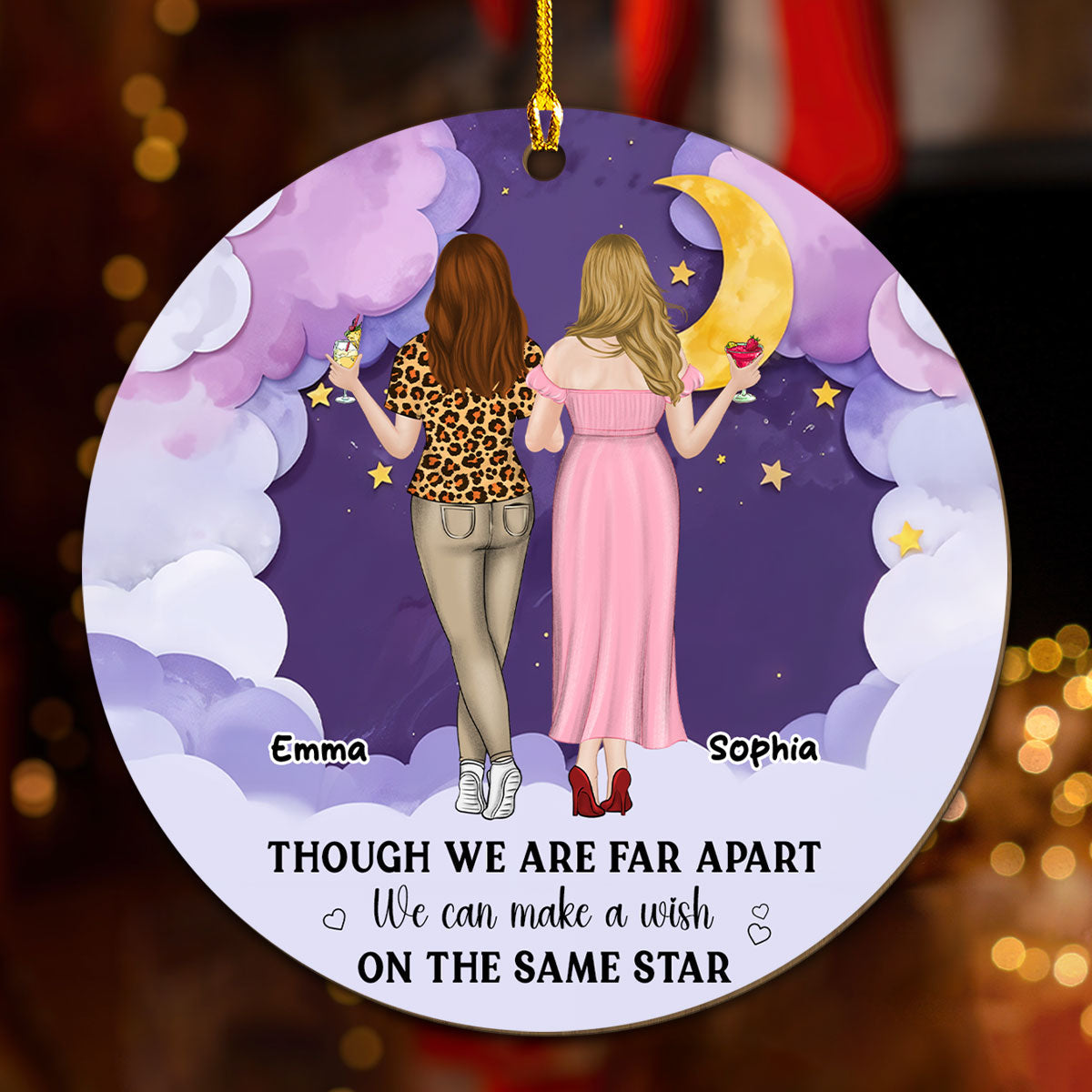 We Are Far Apart - Personalized Custom Wood Ornament