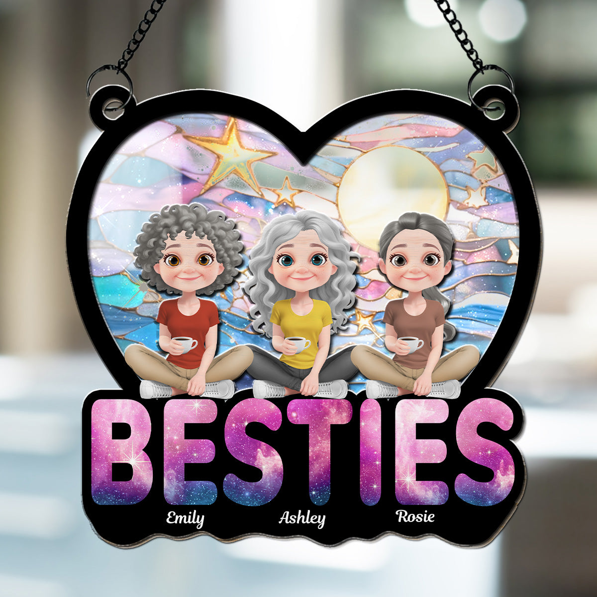 Stars And Moon - Personalized Custom Suncatcher 