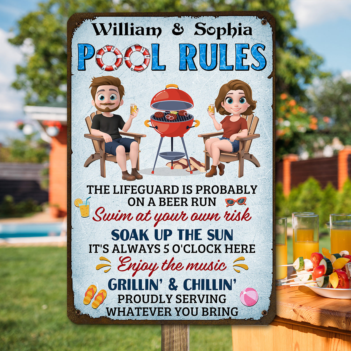 Pool Rules - Personalized Custom Metal Sign