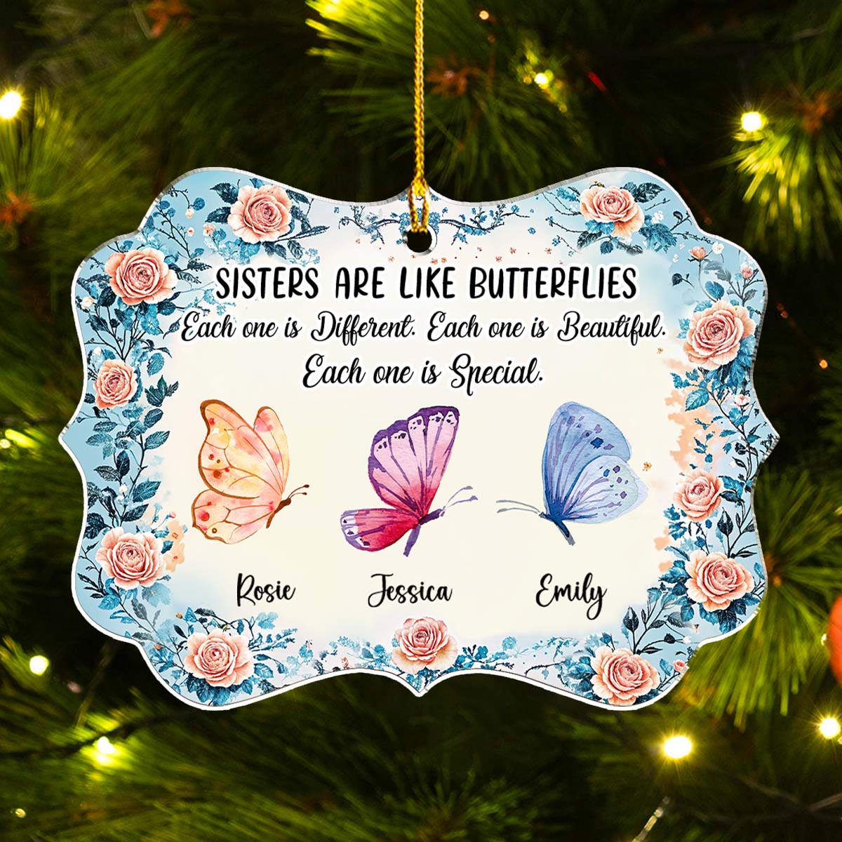 Sister Makes Life Shine - Personalized Custom Acrylic Ornament