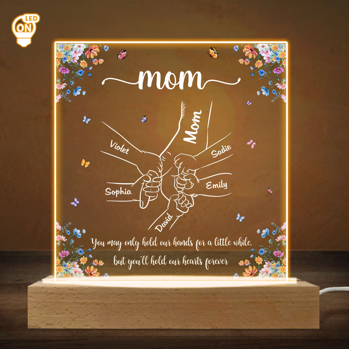 Hold Our Hearts Version 2 - Personalized Custom LED Light