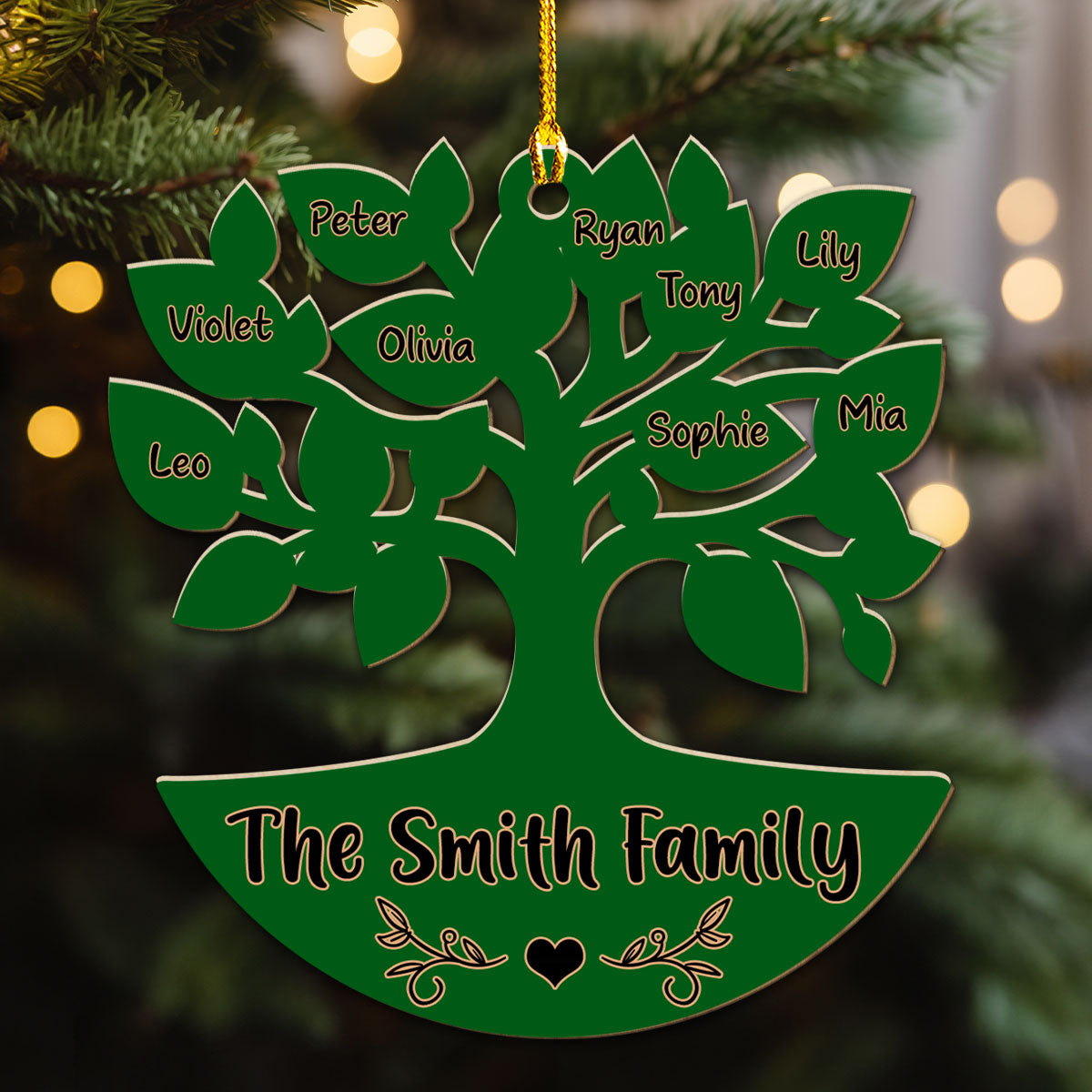 Warm Family Tree - Personalized Custom Wood Ornament
