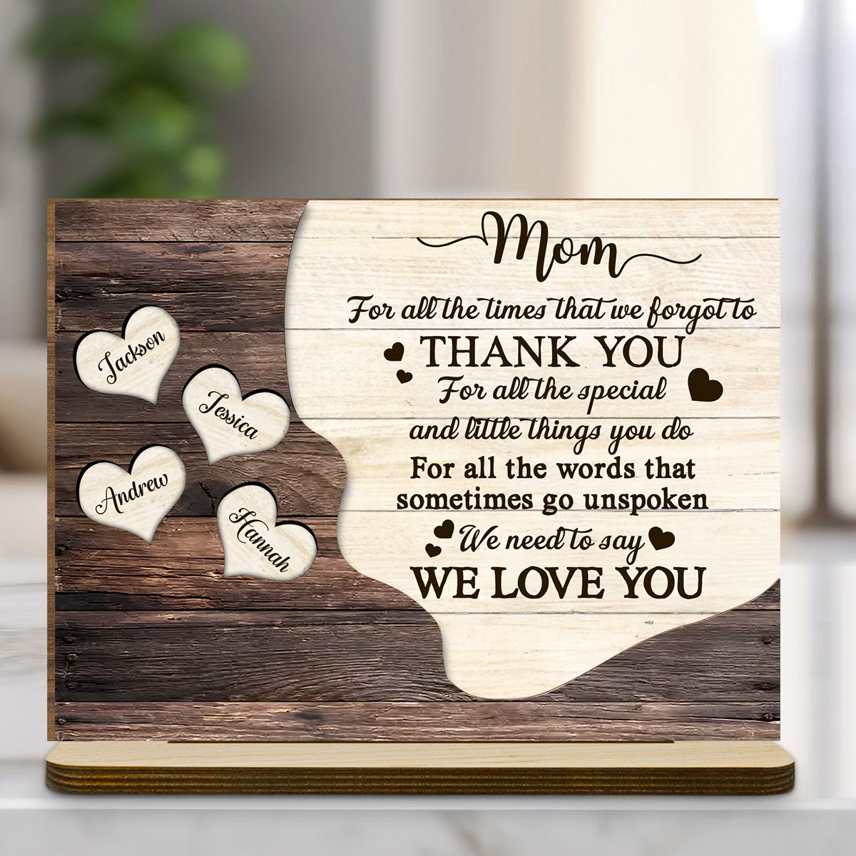 Thank You Mommy - Personalized Custom 2-Layer Wood Plaque With Flat Base