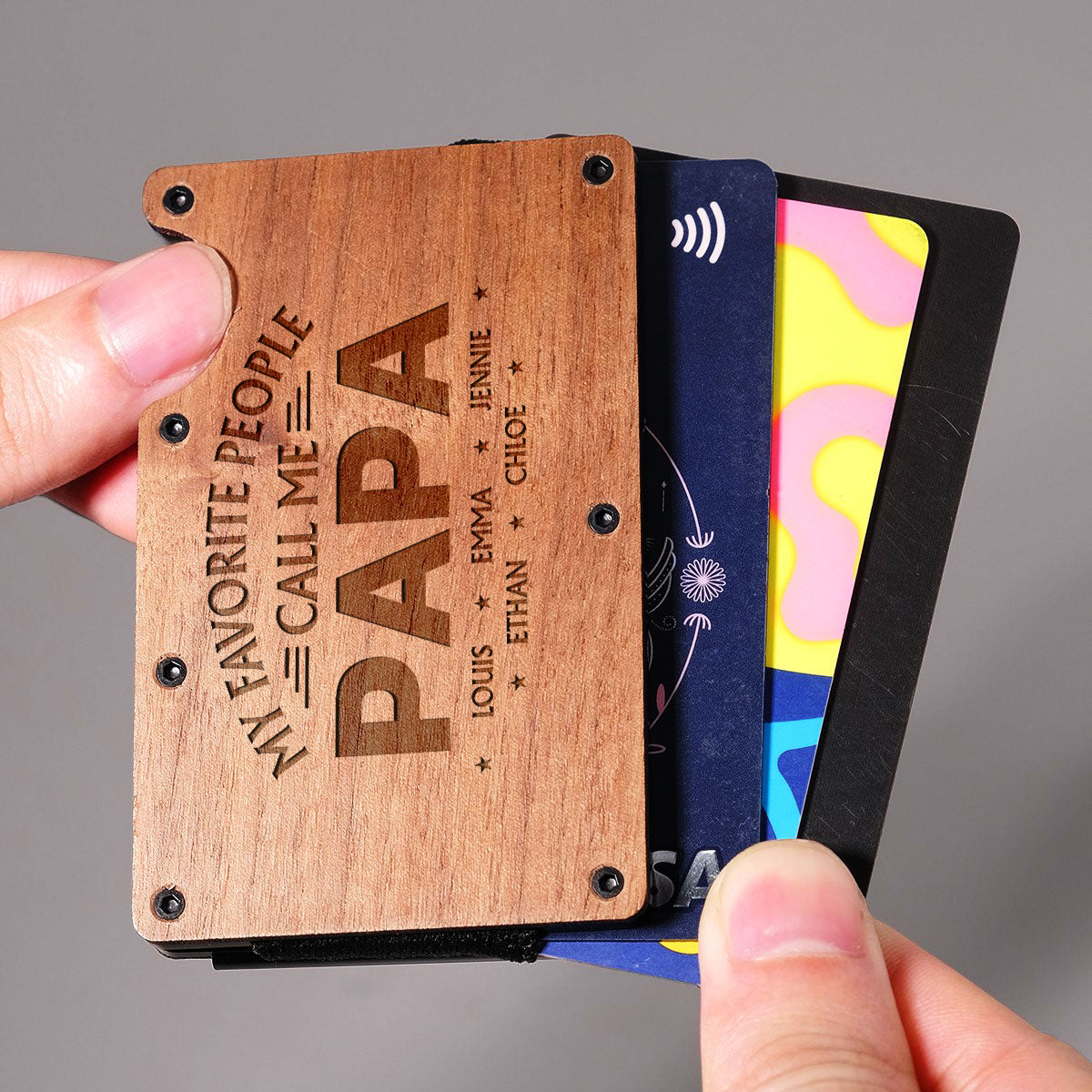 My Favorite People Call Me - Personalized Custom Engraved Wooden Card Holder