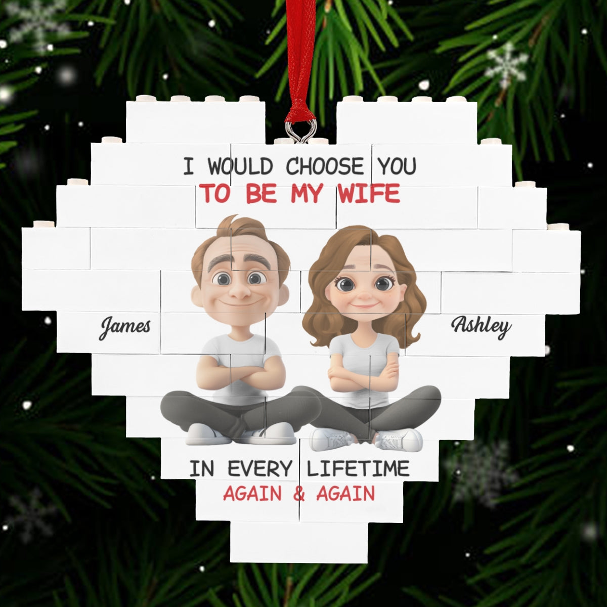 Always Choose You - Personalized Custom Heart Puzzle Ornament