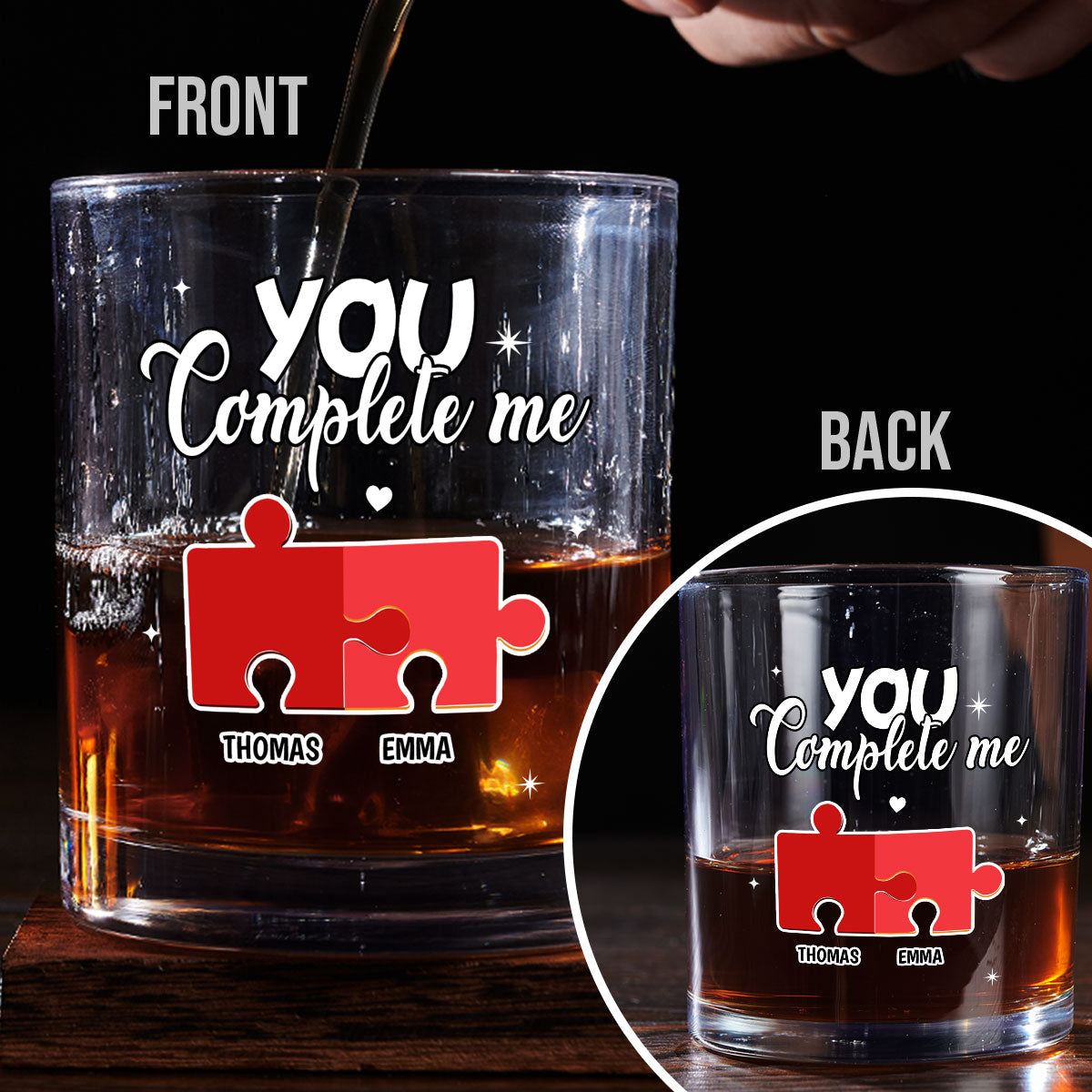 You Complete Me - Personalized Custom Whiskey Glass
