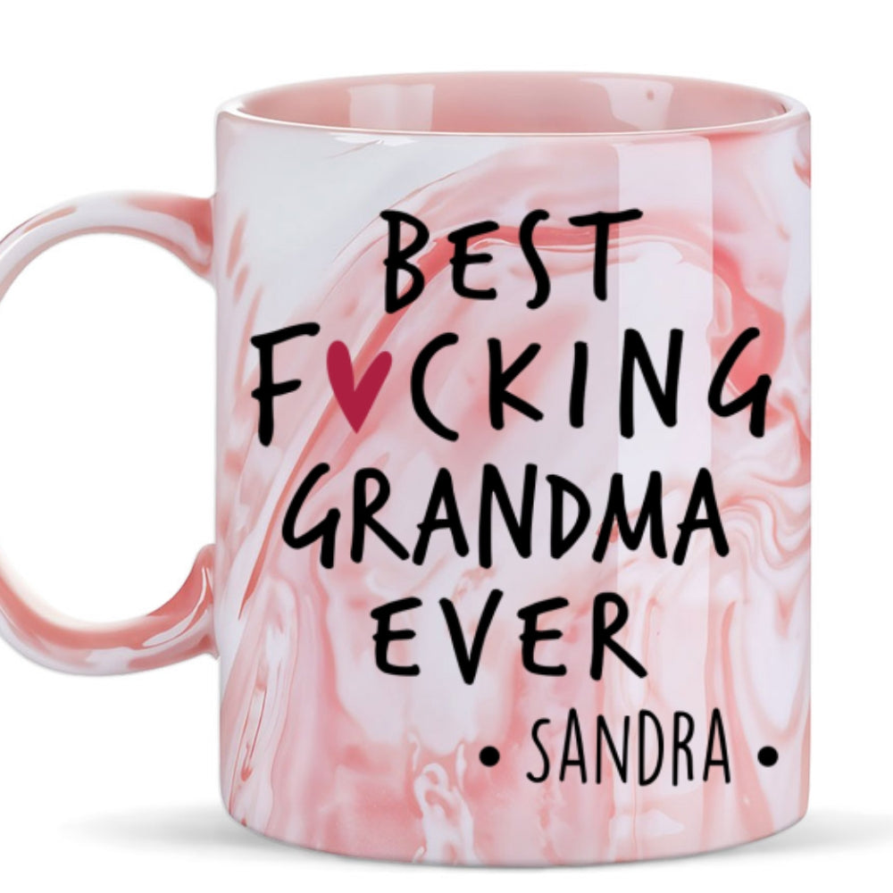 Best Mom Grandma Ever - Personalized Custom Pink Marble Mug