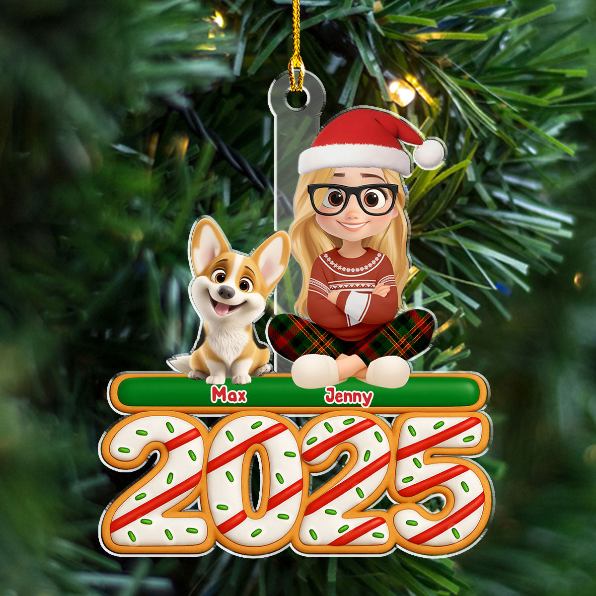 Me And My Dog Tree Cake - Personalized Custom Acrylic Ornament