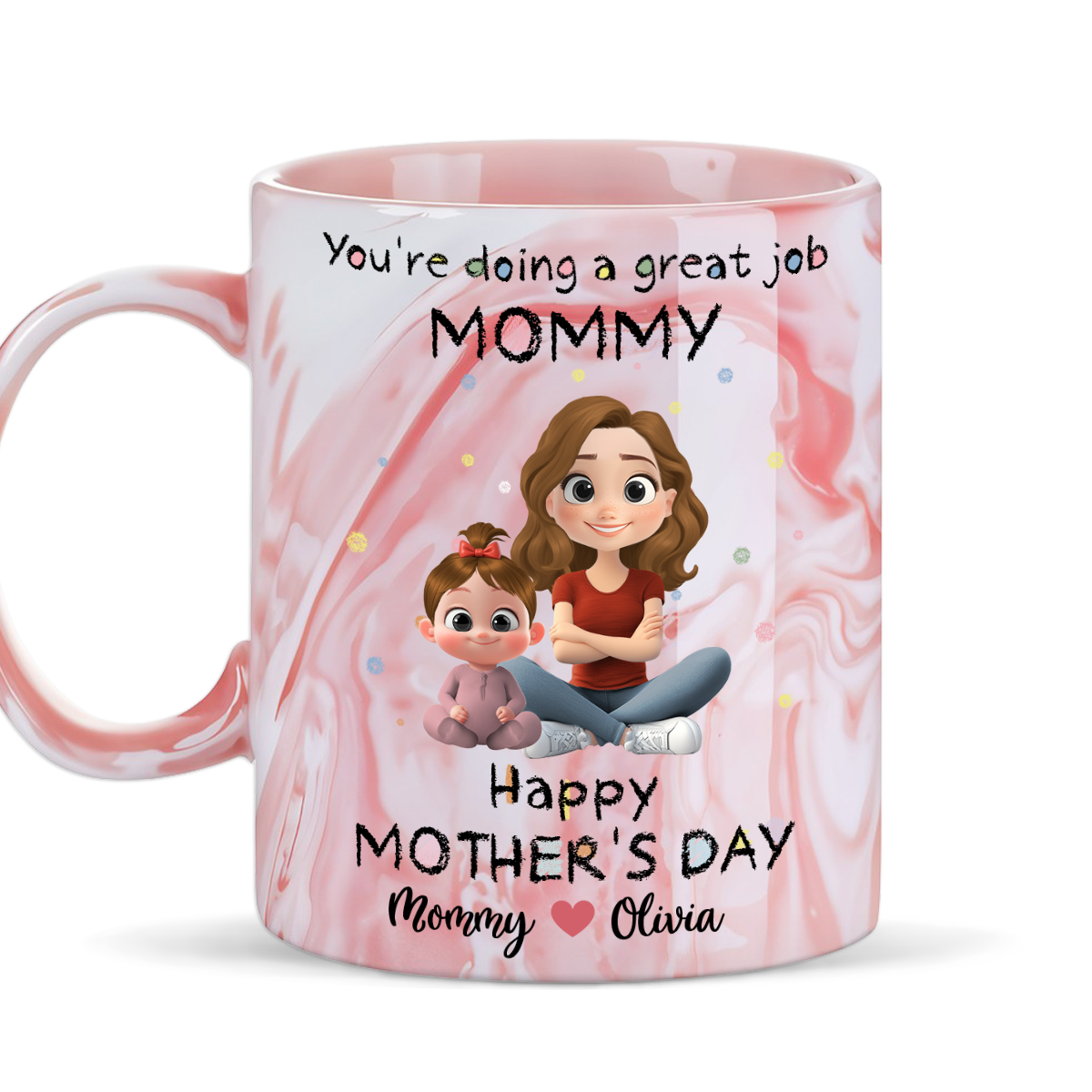 To My Mommy - Personalized Custom Pink Marble Mug