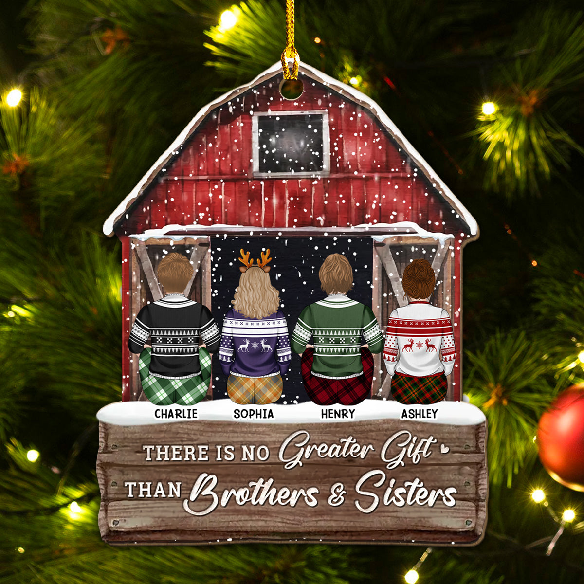 The Greatest Gift Is Family - Personalized Custom Wood Ornament