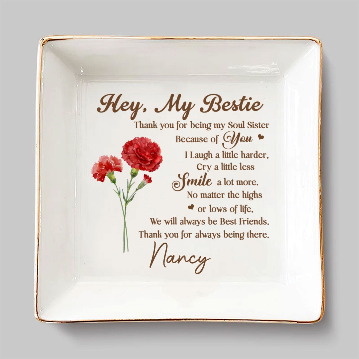 Hey My Bestie - Personalized Custom Jewelry Dish