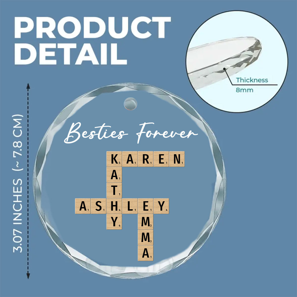 Besties For Life - Personalized Custom Glass Ornament