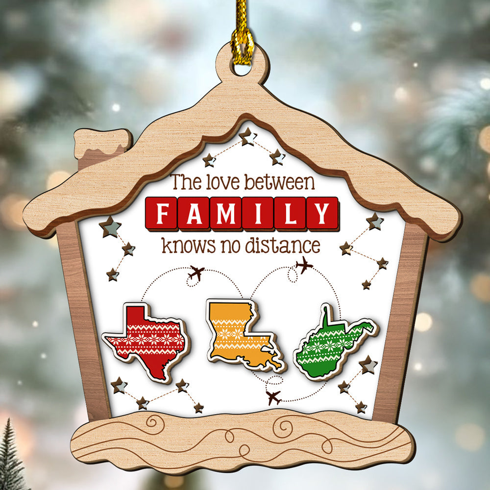 The Distance Means Nothing - Personalized Custom 2-Layered Wood Ornament