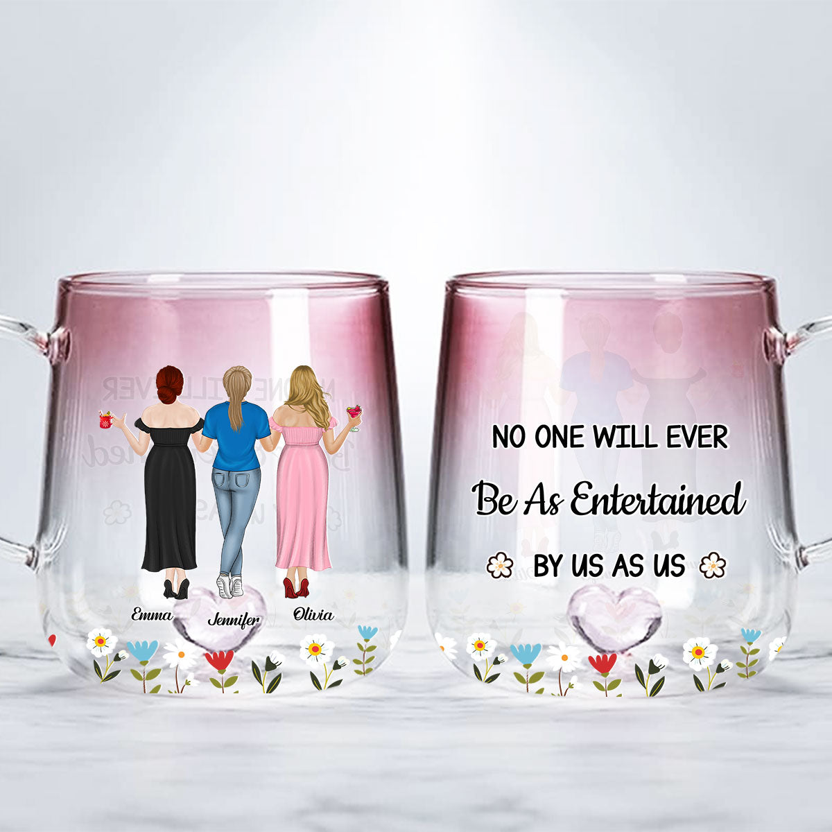 No One Like Us - Personalized Custom Pink Gradient Glass Mug