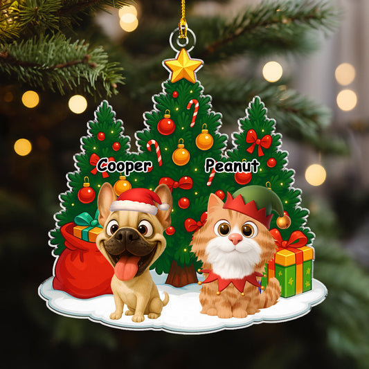 Pet Under Christmas Tree - Personalized Custom Acrylic Ornament