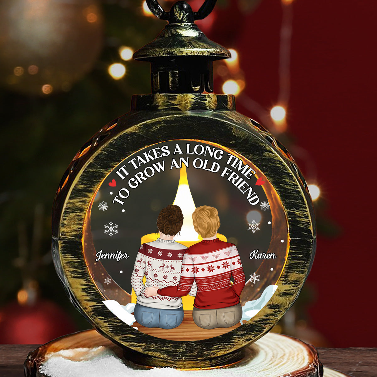 True Friendship Takes Time - Personalized Custom Christmas Lantern