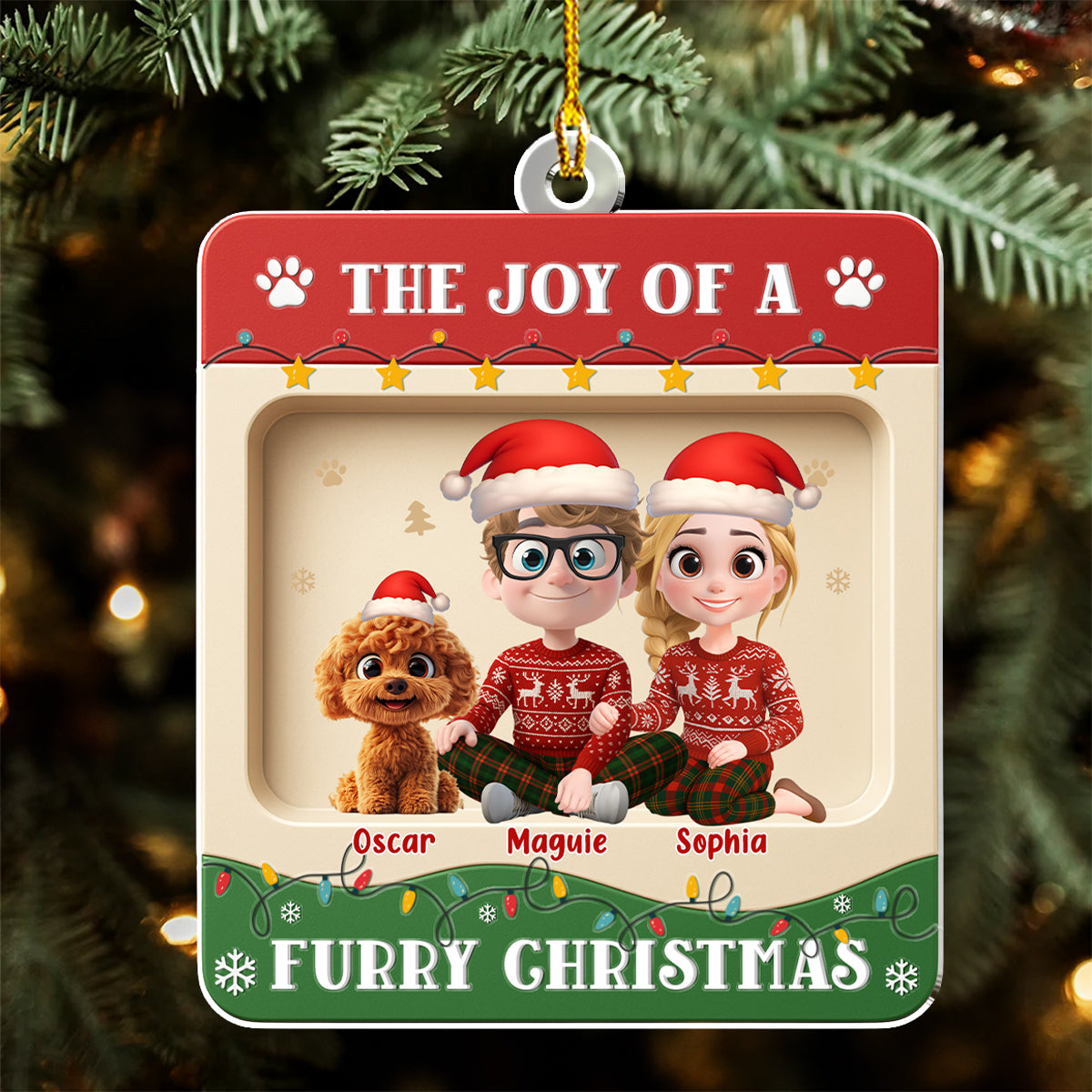 Furry Christmas - Personalized Custom 3D Effect Acrylic Ornament