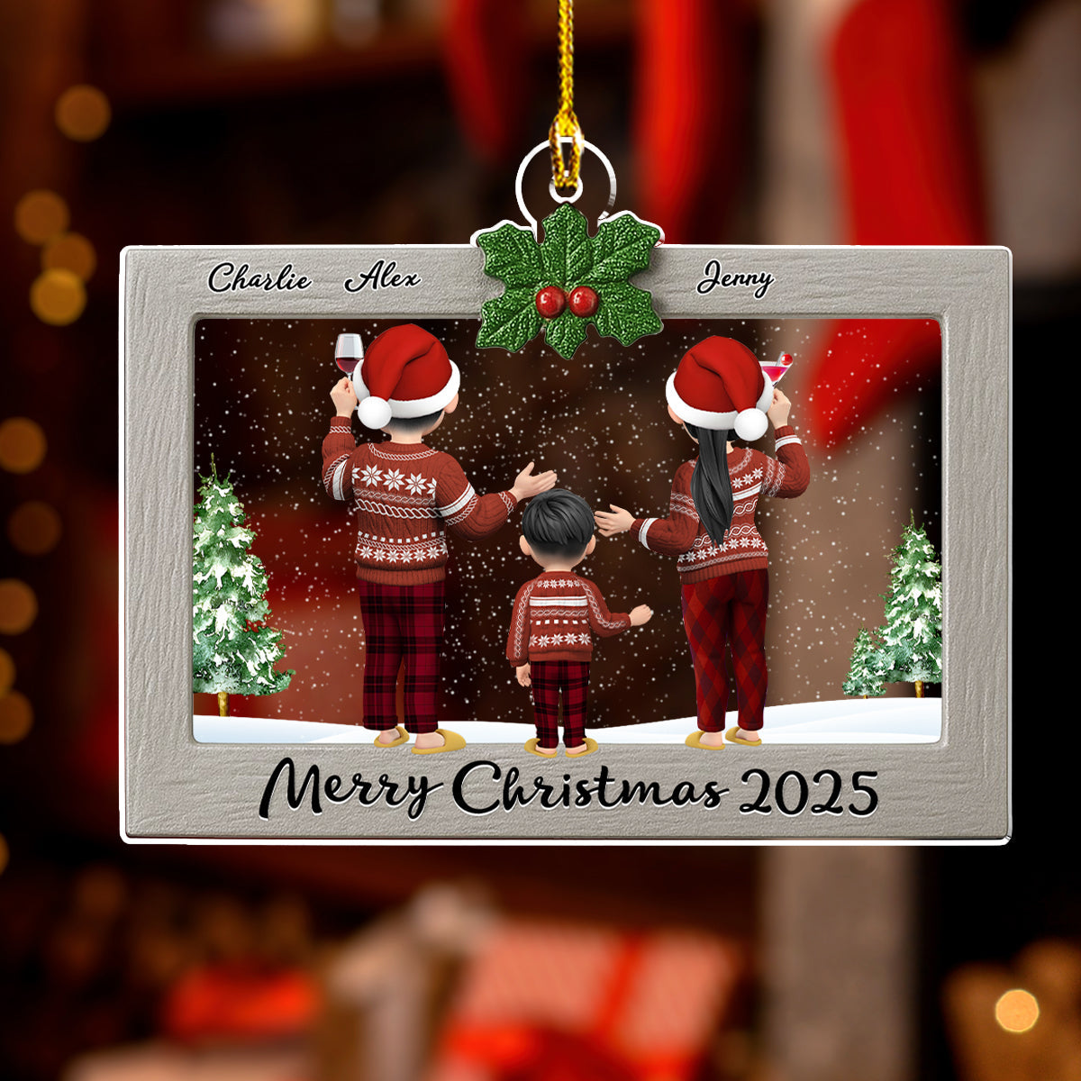 Holiday Love Frame - Personalized Custom Acrylic Ornament