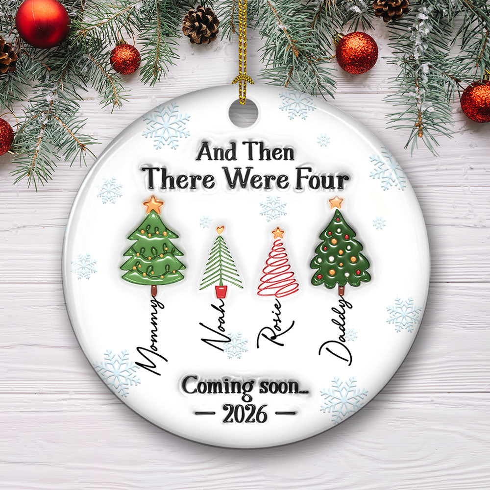 And Then There Were Three - Personalized Custom 3D Inflated Effect Ceramic Ornament