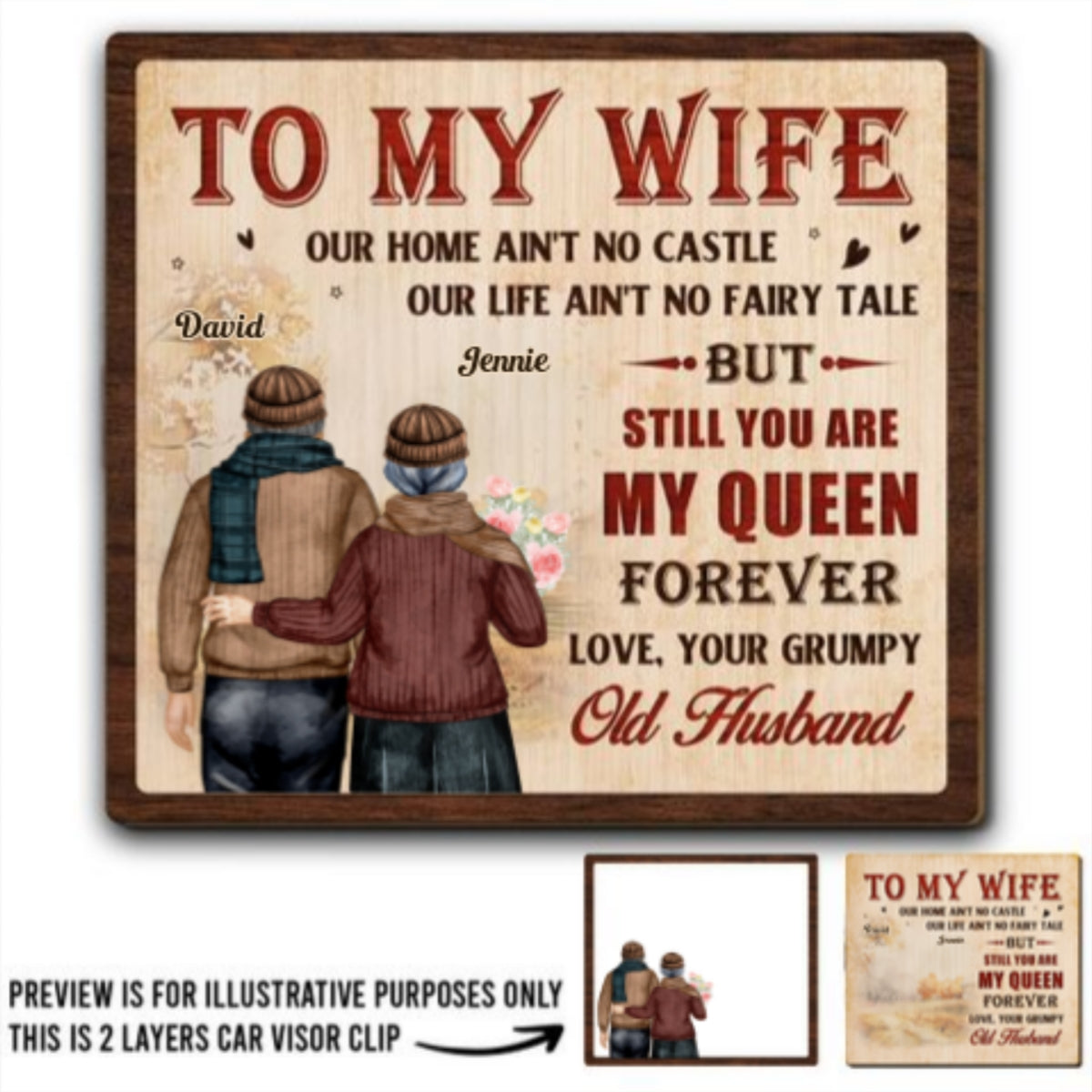 To My Queen - Personalized Custom Car Visor Clip