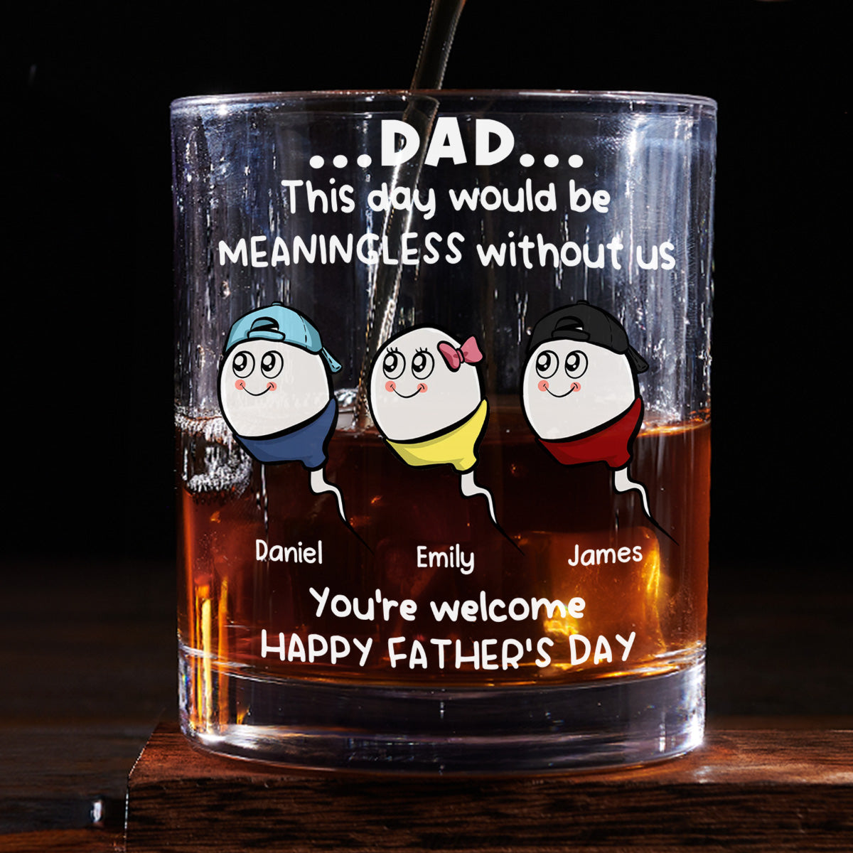 Our Existence Made You Dad - Personalized Custom Whiskey Glass