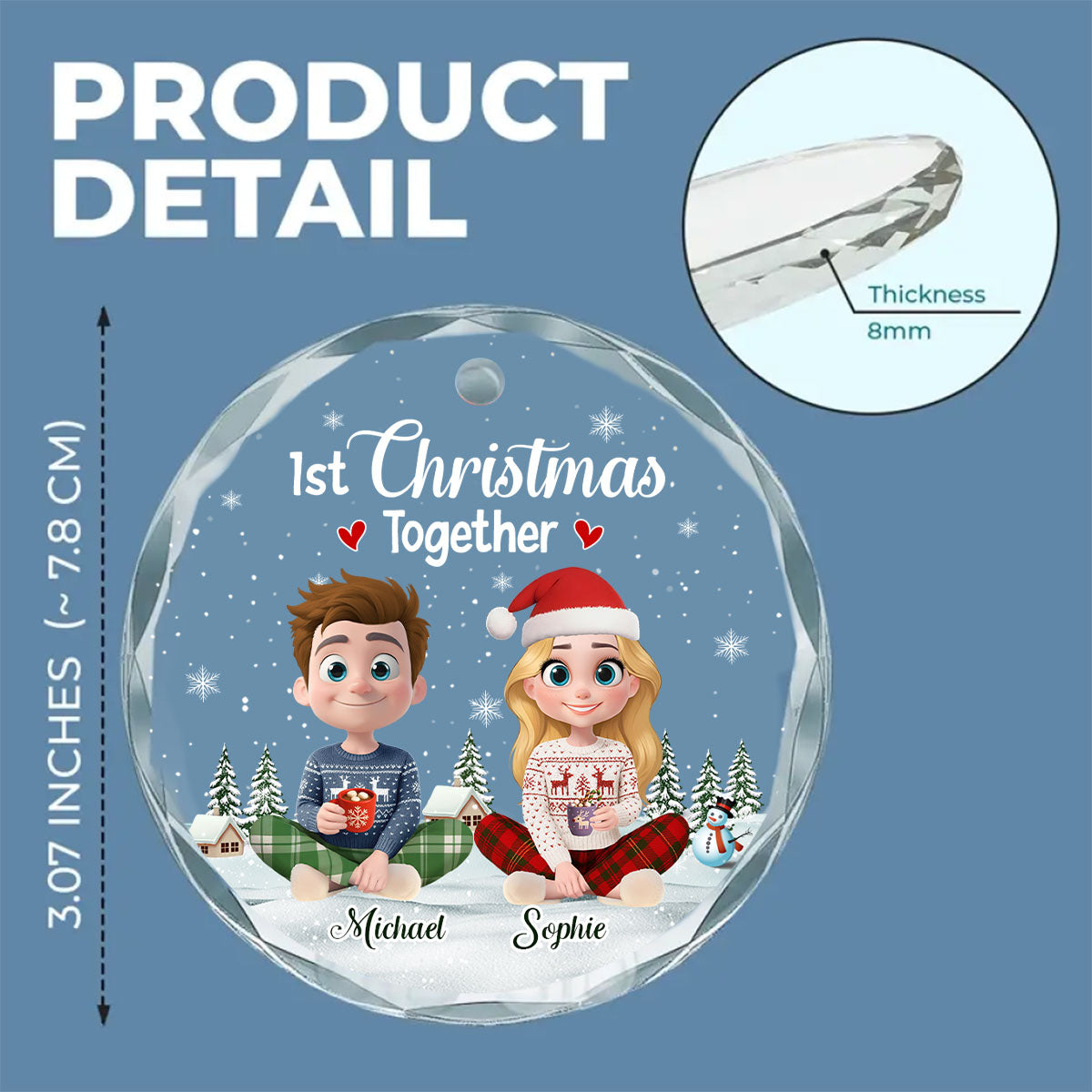 First Year Together - Personalized Custom Glass Ornament
