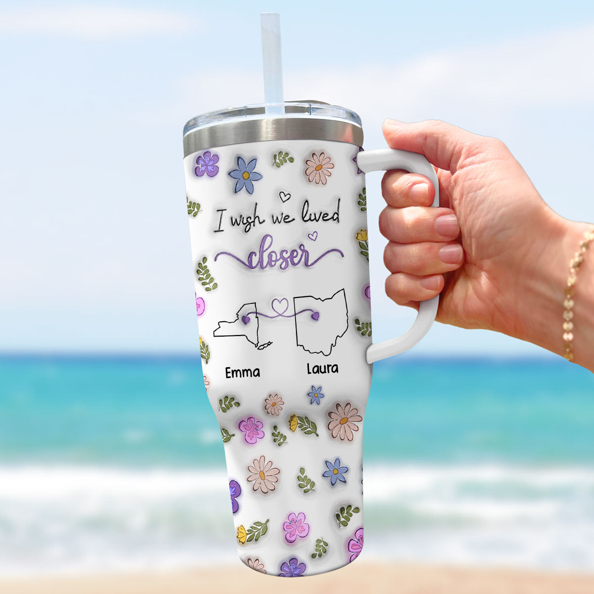 I Wish We Lived Closer - Personalized Custom 3D Inflated Effect Printed 40 Oz Tumbler