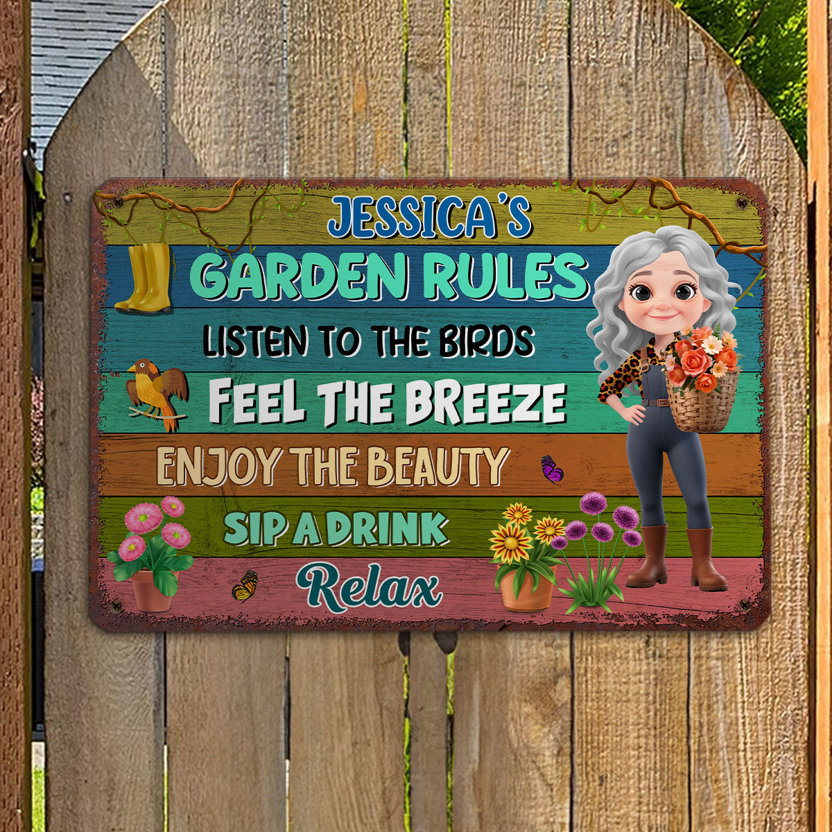 Grandma Garden Rules - Personalized Custom Metal Sign