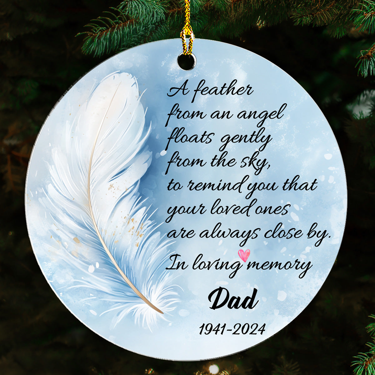 Feather Memorial - Personalized Custom Acrylic Ornament