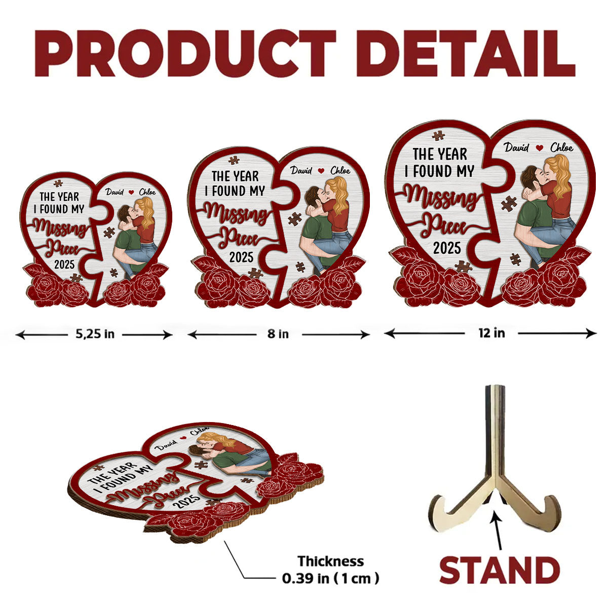 The Year I Found My Missing Piece Heart Puzzle - Personalized Custom Wooden Plaque