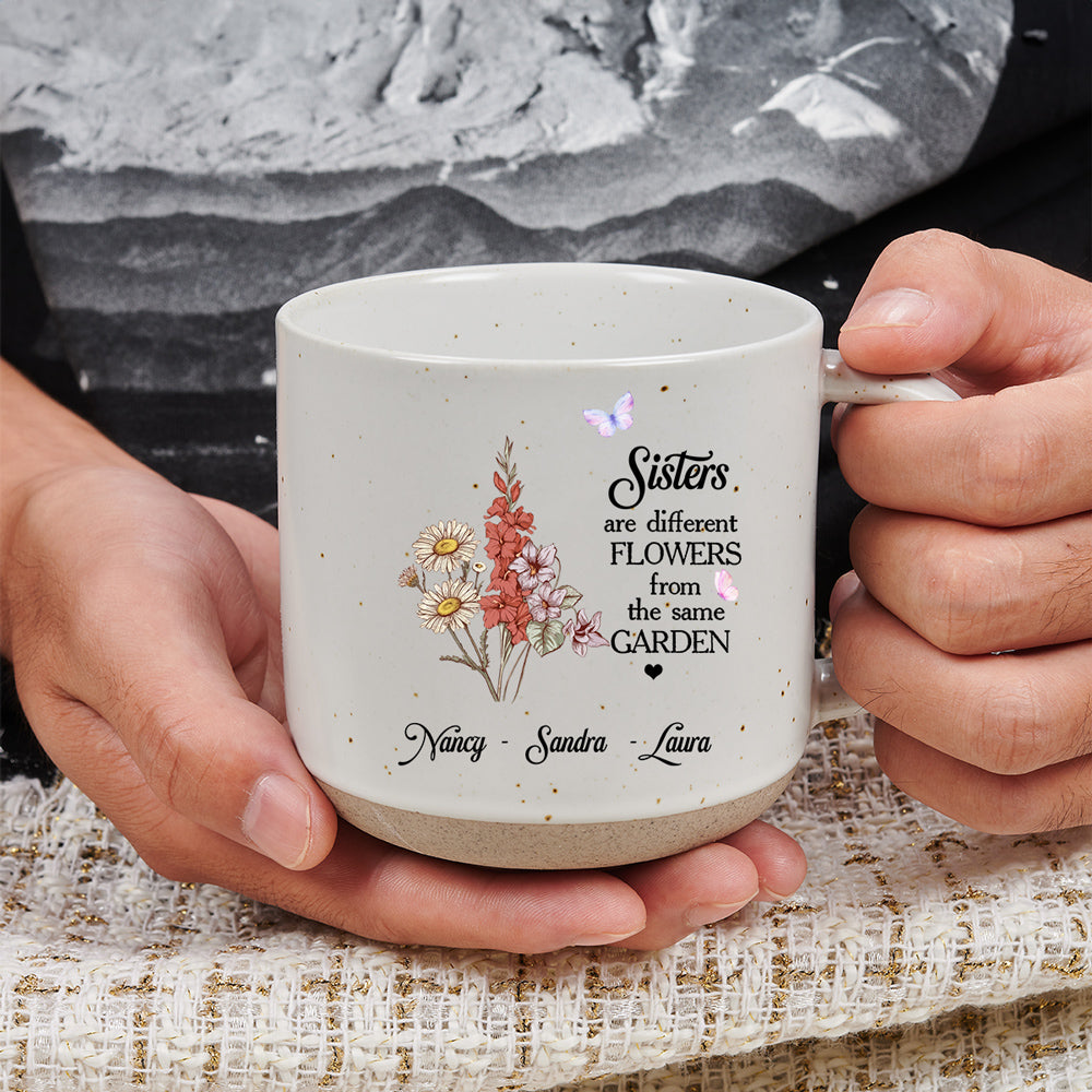 Floral Sisters Forever - Personalized Custom Pottery Mug