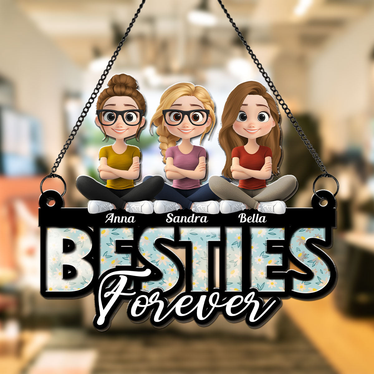 Sisters Forever Love - Personalized Custom Suncatcher