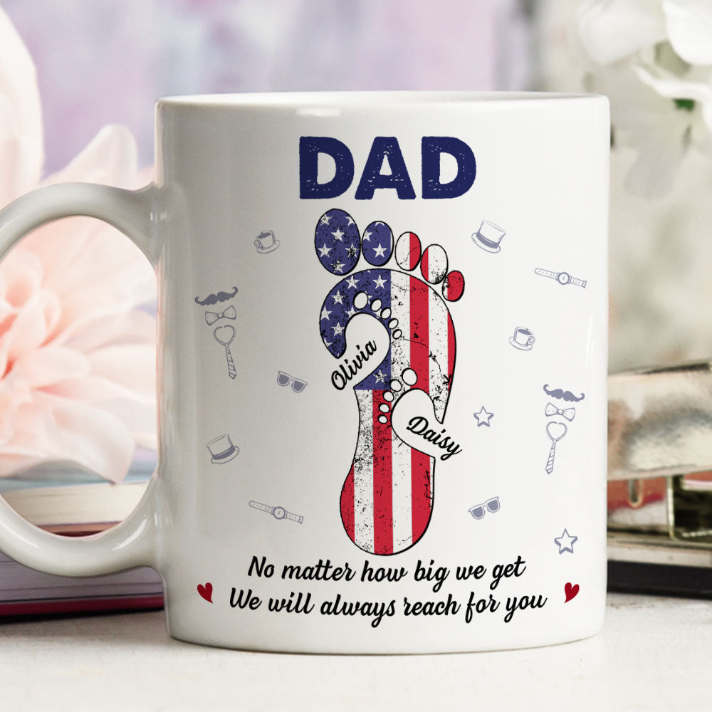 Dad Footsteps Heart - Personalized Custom Coffee Mug