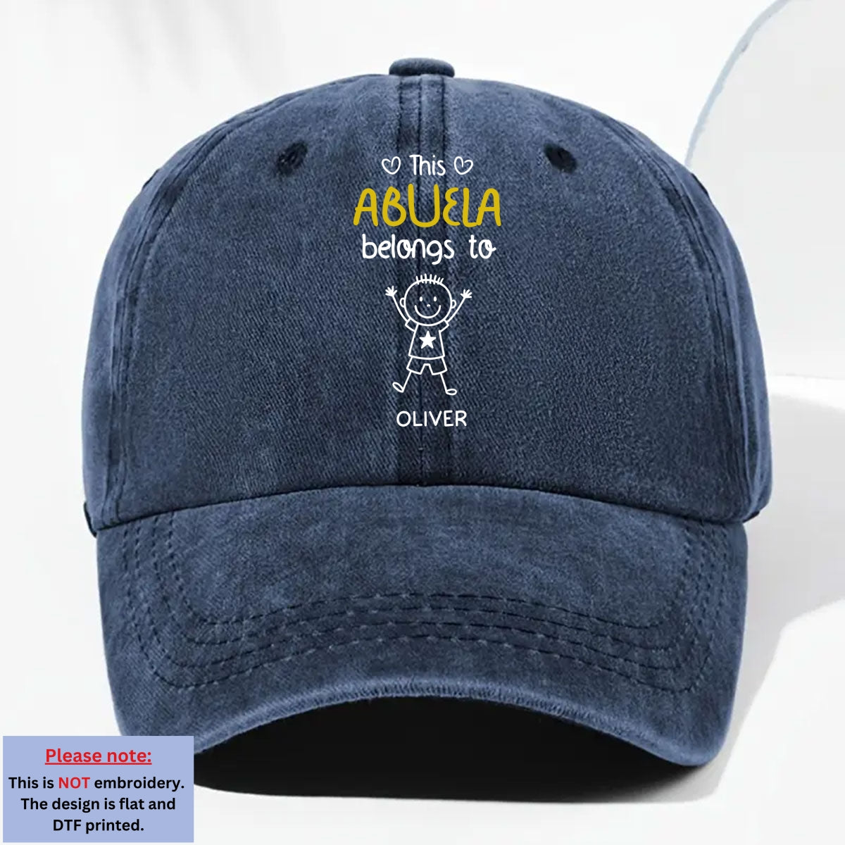 This Nana Belongs To Us - Personalized Custom Vintage Washed Denim Cap