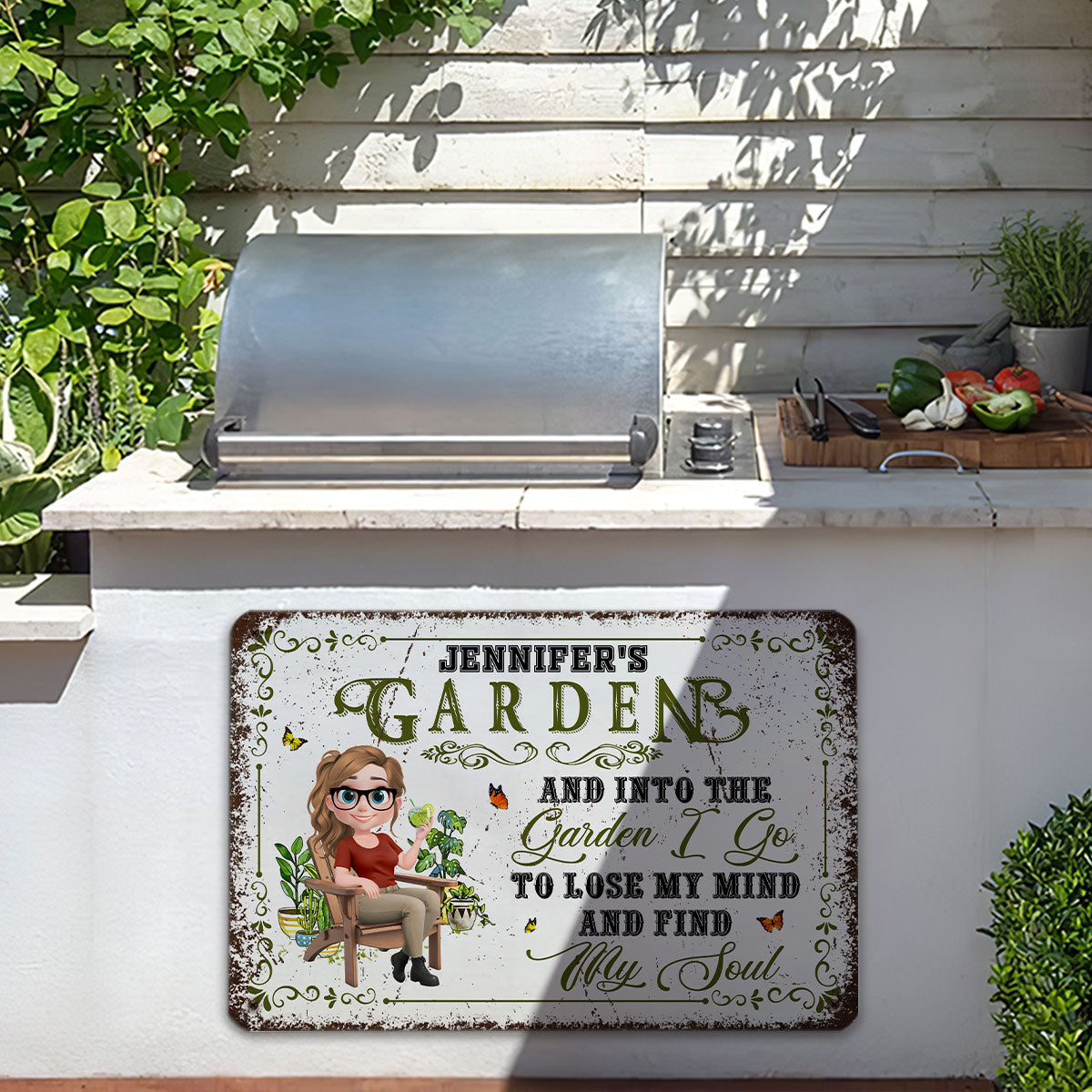 And Into The Garden I Go Gardening - Personalized Custom Metal Sign
