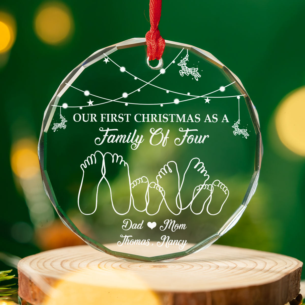 As A Family Of Three - Personalized Custom Glass Ornament