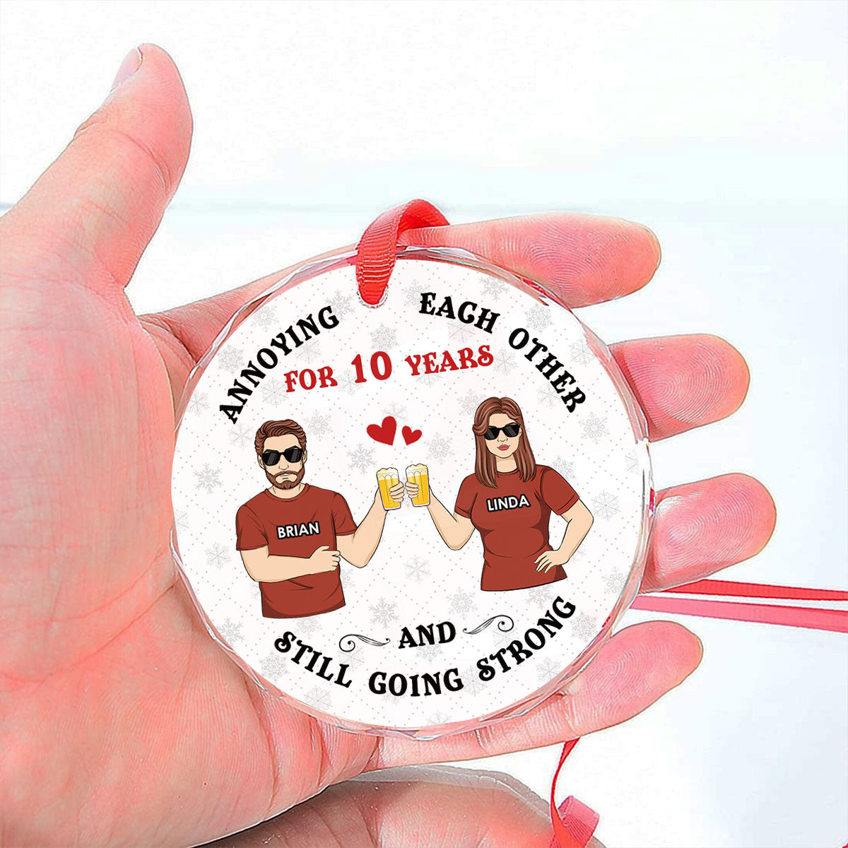 Annoying Each Other - Personalized Custom Glass Ornament