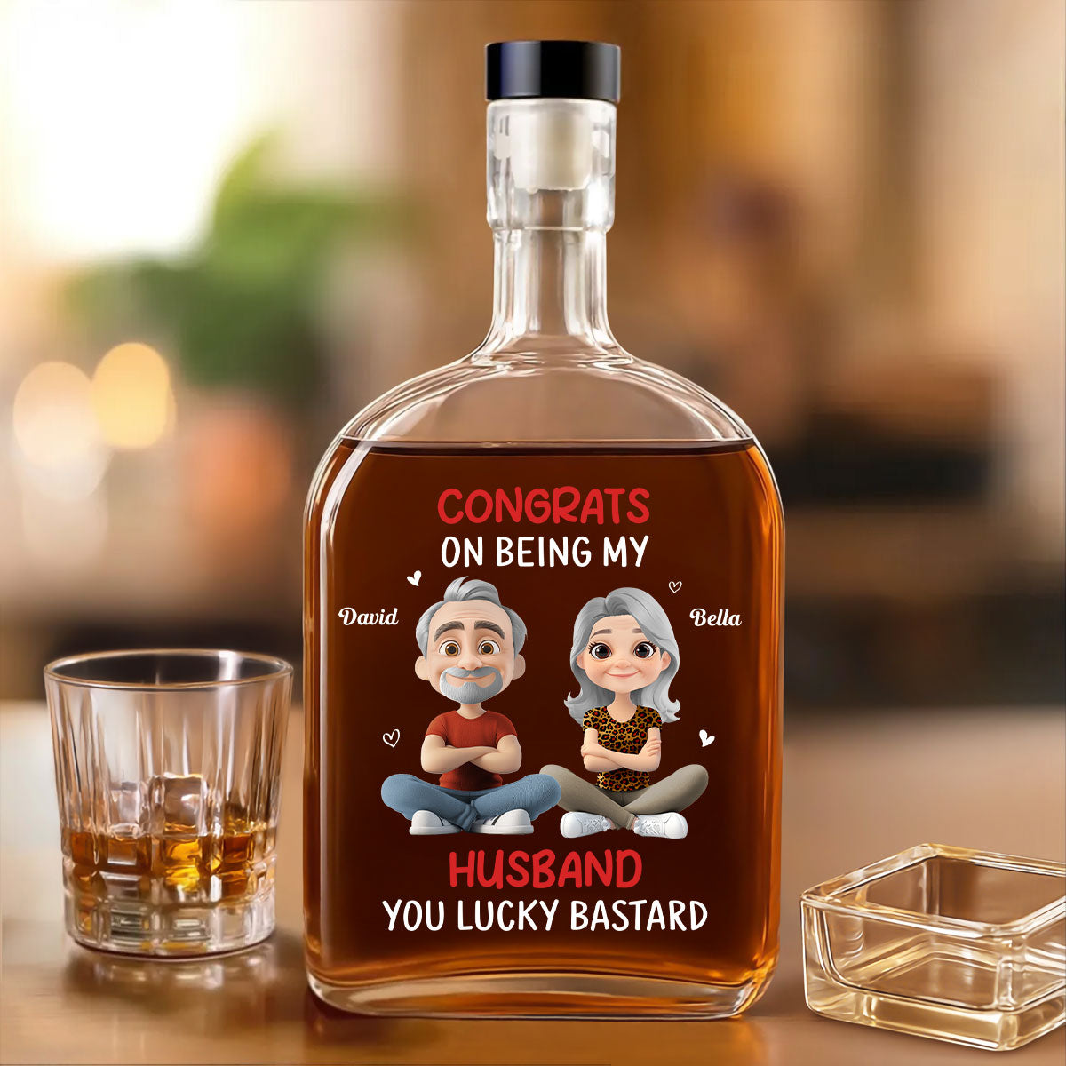 Congrats My Husband - Personalized Custom Spirits Decanter