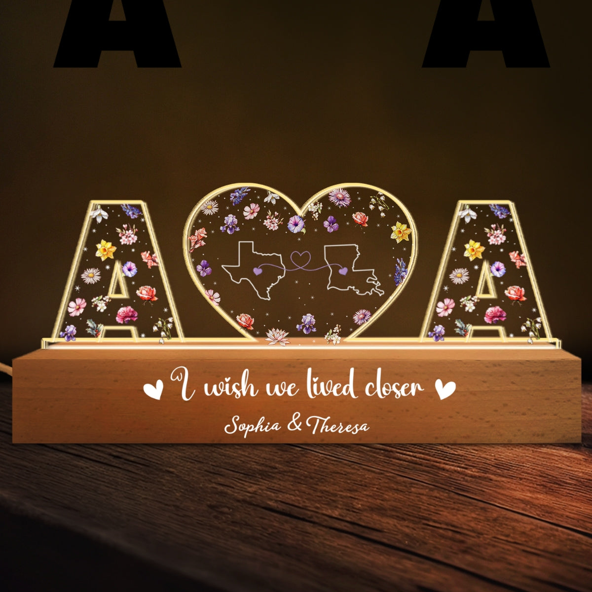 I Wish We Lived Closer - Personalized Custom Acrylic Letters 3D LED Night Light